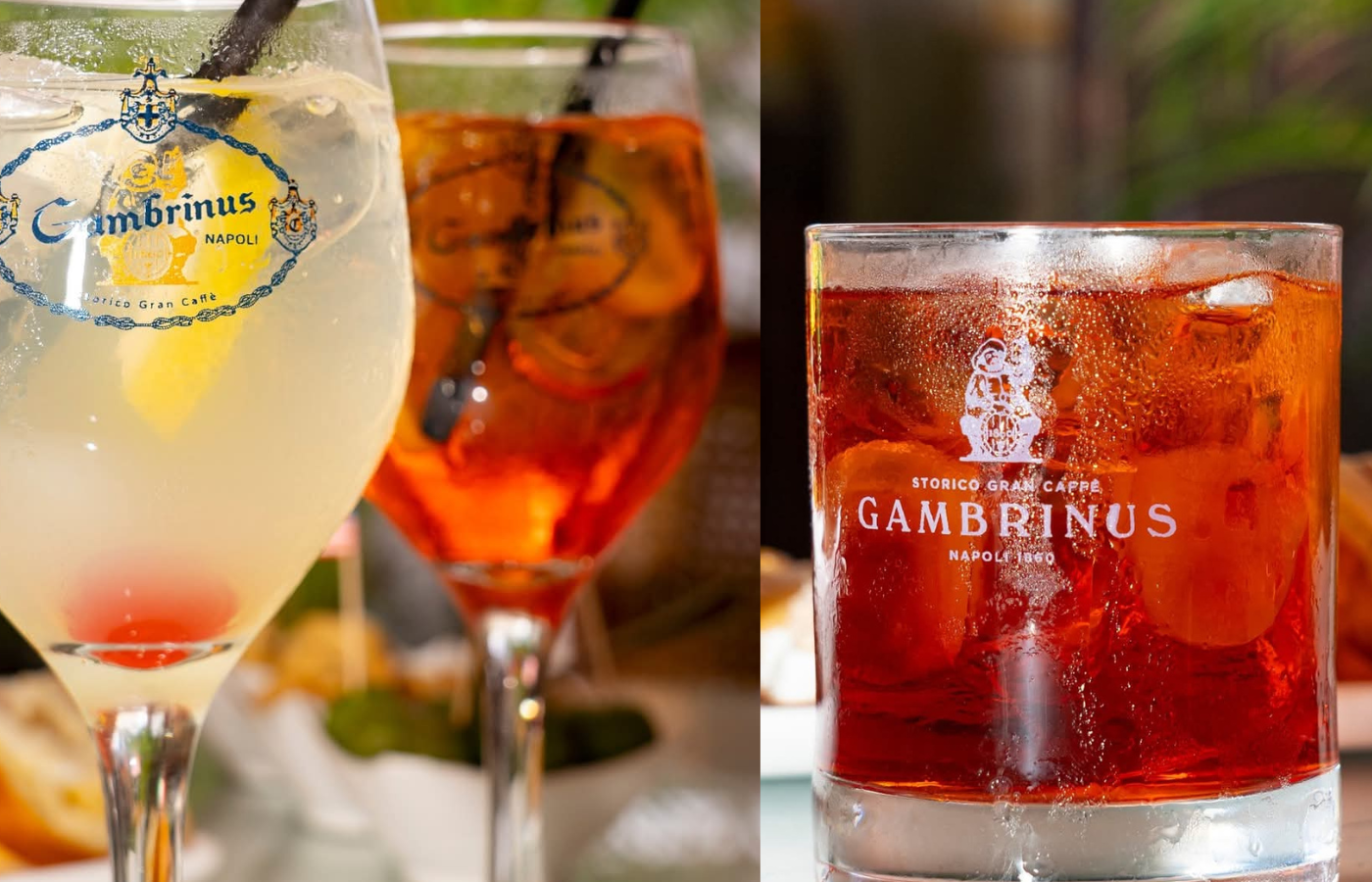 Cocktail colorati al Gran Caffè Gambrinus, Napoli.